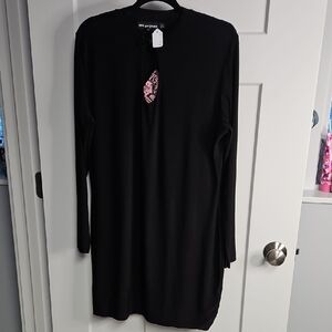 Dolls Kill New Girl Order  Black Long-Sleeve Shift Dress